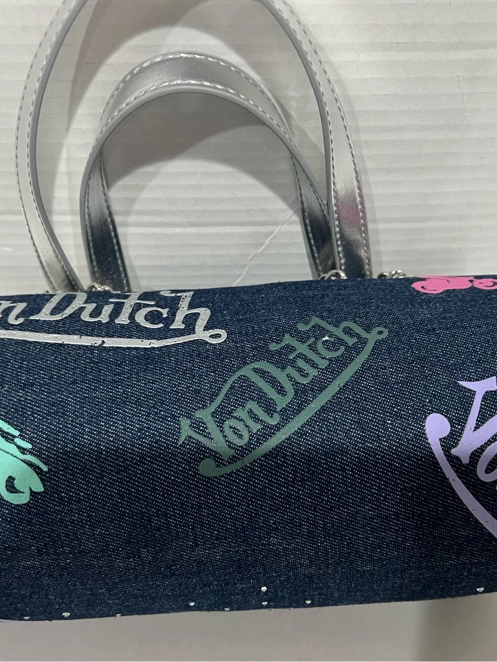 Von Dutch Indigo Denim Barrel Bag NEW!